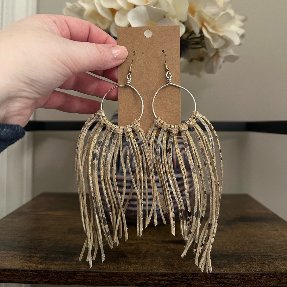 Boho Fringe Hoop Earrings